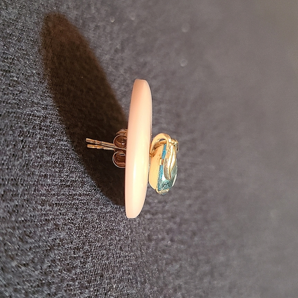 💸SOLD💸 EUC Genuine Blue Topaz Teardrop Gold Earrings - Picture 4 of 9
